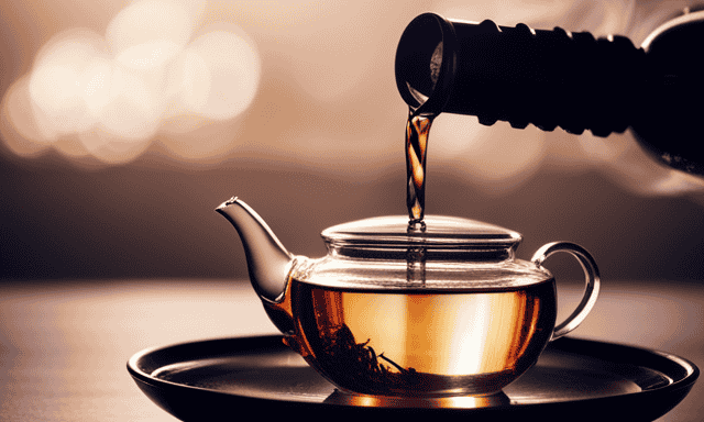 An image showcasing a clear glass teapot filled with simmering water, gently releasing aromatic steam