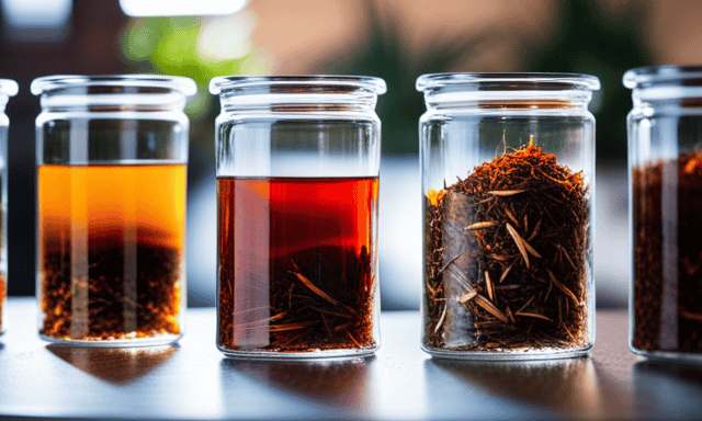 An image showcasing a variety of vibrant, loose-leaf Rooibos teas with rich, earthy hues