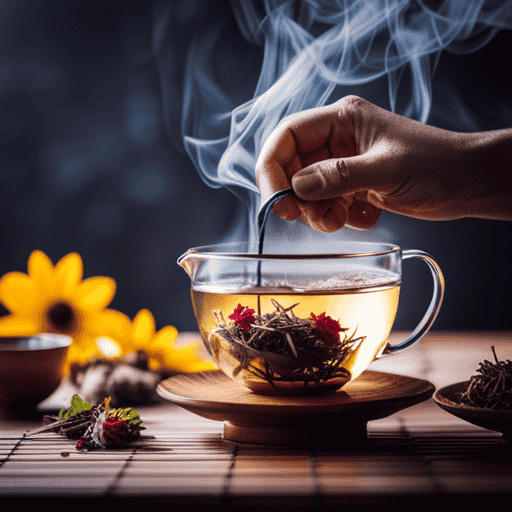 Create an image capturing the art of brewing Chinese herbal tea