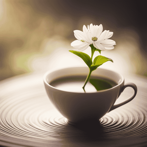 An image capturing the ethereal beauty of a blooming flower immersed in a delicate teacup, as wisps of aromatic steam rise, inviting readers to discover the art of savoring flower tea