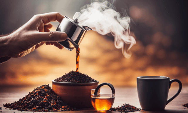 An image showcasing a hand delicately holding a teapot with steam rising above it