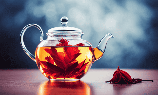 An image showcasing a clear glass teapot filled with steaming hot water at the perfect temperature for Rooibos tea