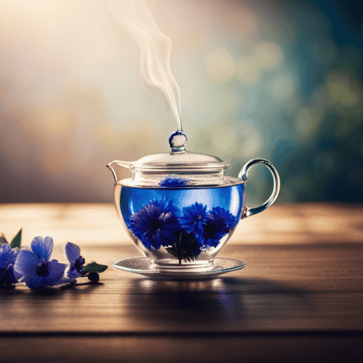 An image showcasing the mesmerizing process of crafting blue flower tea