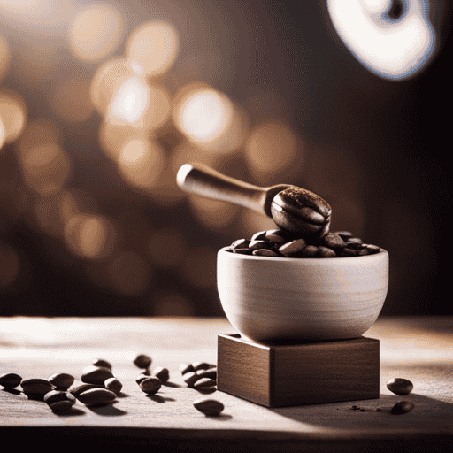 An image capturing the process of transforming raw cacao beans into velvety chocolate: a rustic wooden mortar and pestle gently grinding the beans, releasing rich aromas, as smooth liquid chocolate cascades from the edge