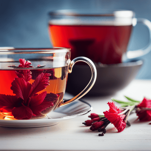 An image capturing the serene process of brewing hibiscus lavender herbal tea
