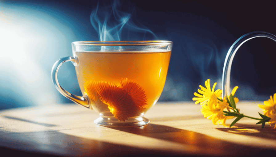 An image showcasing the delicate process of brewing Mimosa Flower Tea