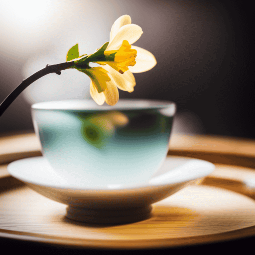An image depicting a vibrant cup of Taiwanese herbal tea, enhanced with fresh slices of fragrant lemon, aromatic sprigs of mint, and delicate petals of osmanthus flowers, exuding a burst of enticing flavors