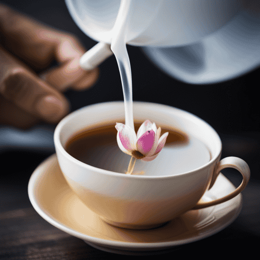 An image showcasing the step-by-step process of transforming a delicate fresh lotus flower into a fragrant cup of tea