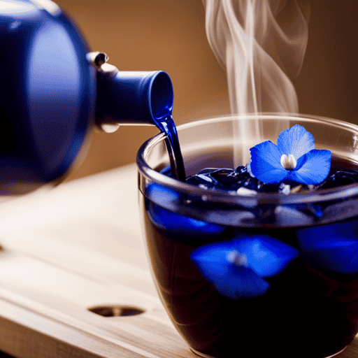 An image showcasing the step-by-step process of brewing vibrant butterfly pea flower tea