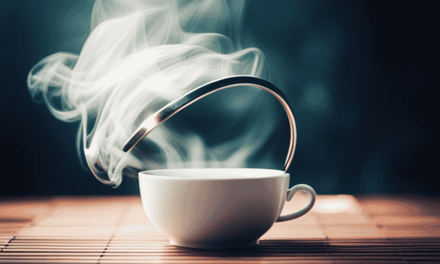 An image capturing the serene ritual of preparing Oolong tea: a delicate porcelain teapot, steaming water cascading over tightly rolled tea leaves, and a timer ticking beside a cup
