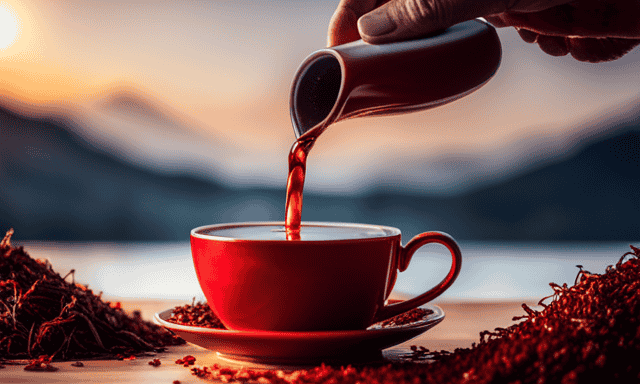 An image showcasing the serene ritual of preparing Red Tea Rooibos