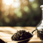 An image showcasing a glass jar filled with vibrant, sun-dried Oolong tea leaves