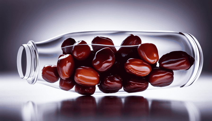 An image showcasing the process of soaking dates for raw food preparation: a glass jar filled with plump dates immersed in clear water, with gentle ripples forming around them, capturing the essence of hydration and nourishment