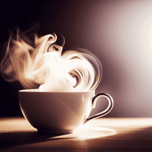 An image capturing the elegant dance of swirling steam spiraling from a porcelain teapot