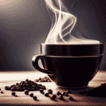 An image showcasing a steaming cup of coffee with a rich, deep brown color
