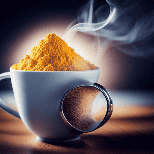 An image showcasing a teacup filled with steaming herbal tea made from Essiac Herbal Powder