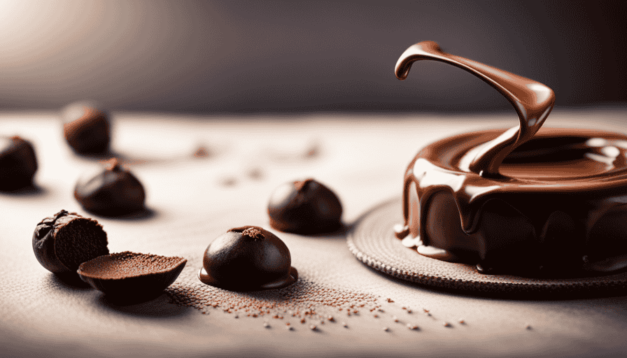 An image showcasing a luscious chocolate dessert being prepared with raw cocoa butter