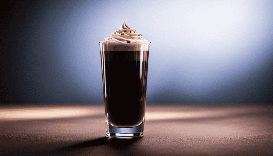 An image showcasing a tall glass filled with rich, creamy iced mocha latte