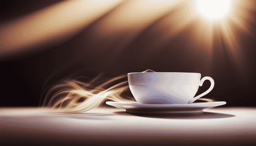 An image showcasing a delicate porcelain cup, brimming with velvety mochaccino