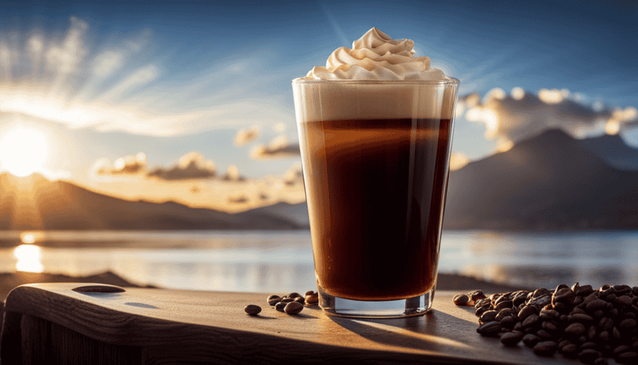 an inviting scene of a glass filled with rich, velvety Irish Cream Cold Brew, topped with a swirl of creamy foam