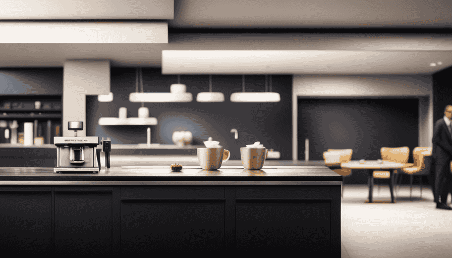 An image showcasing a sleek, modern kitchen counter with the Mr
