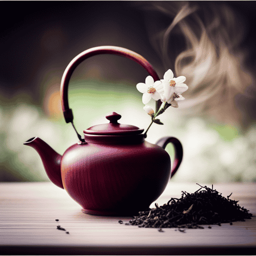 An image showcasing the exquisite process of making jasmine flower tea, with delicate blossoms being handpicked and carefully infused into a teapot, releasing their aromatic essence, as wisps of steam gently rise
