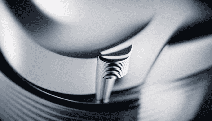 An image showcasing a close-up shot of a sleek, stainless steel Kalita Wave pour-over coffee dripper