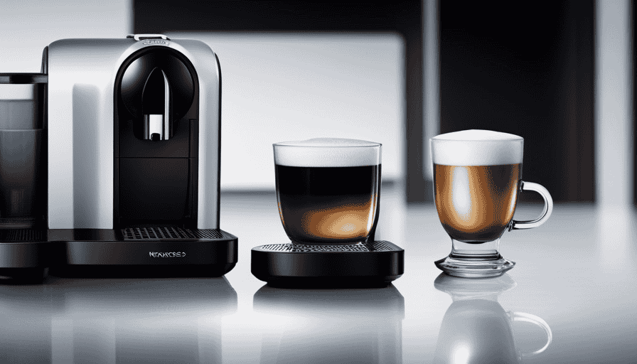 An image showcasing two Nespresso machines side by side: the sleek Original line with its compact design, and the modern Vertuoline with its stylish curves