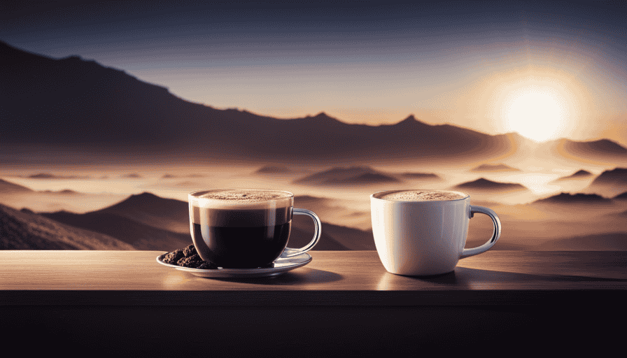 An image showcasing two contrasting coffee cups: one filled with rich, crema-topped espresso brewed by Nespresso Original, and the other with a smooth, full-bodied coffee brewed by Nespresso Vertuoline