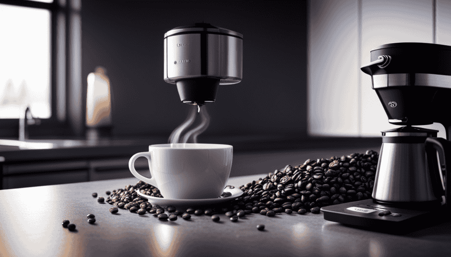 An image showcasing a sleek, modern kitchen countertop with a Ninja Coffee Maker as the centerpiece
