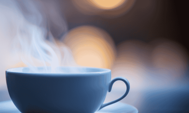 An image showcasing a delicate porcelain teacup, filled to the brim with warm, golden-hued Oolong tea, perfectly steeped and adorned with wisps of steam, inviting readers to ponder the ideal number of ounces for their perfect cup