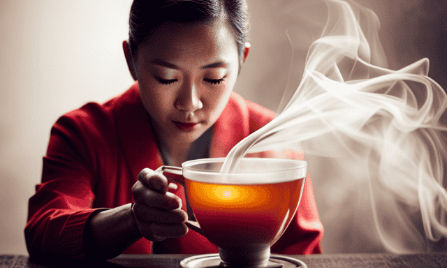 An image showcasing the step-by-step process of brewing organic oolong tea: capturing the delicate tea leaves, gently steeping them in hot water, and finally pouring the golden-hued tea into a cup