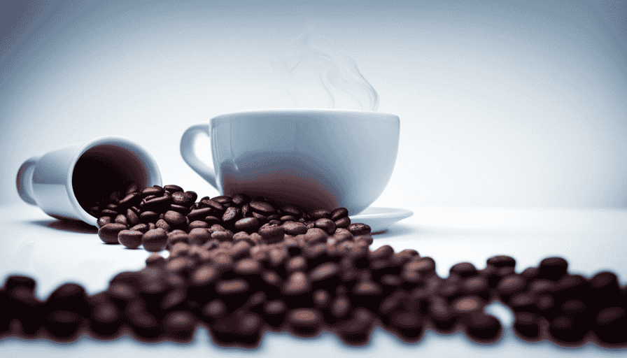 An image contrasting two coffee mugs: one overflowing with vibrant, pesticide-free, organically grown coffee beans, while the other contains dull, chemically processed beans
