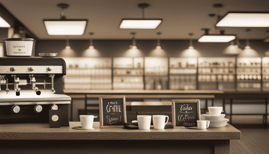 An inviting image of a stylish coffee bar adorned with beautifully designed printable signs and magnets