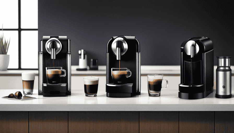 An image capturing two sleek, modern coffee machines side by side on a pristine countertop