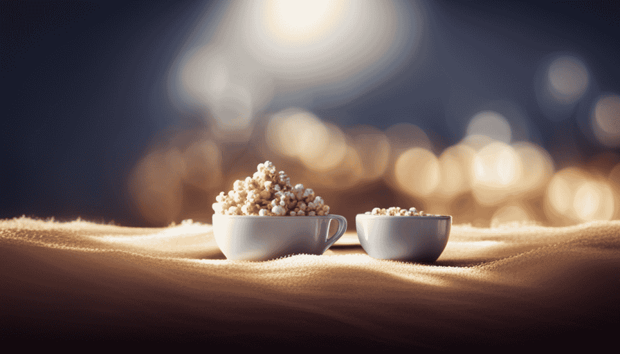 An enticing image showcasing a steaming mug brimming with rich, aromatic coffee, adorned with a velvety layer of popcorn-infused foam
