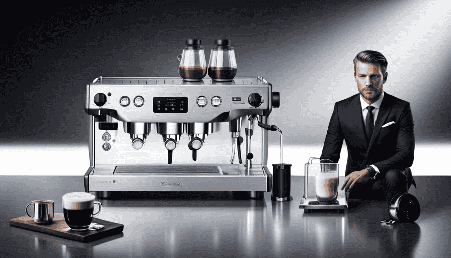 An image showcasing the elegant Profitec Pro 600 espresso machine, capturing its sleek stainless steel body, dual boilers, PID temperature control, and innovative brewing features, evoking a sense of sophistication and craftsmanship