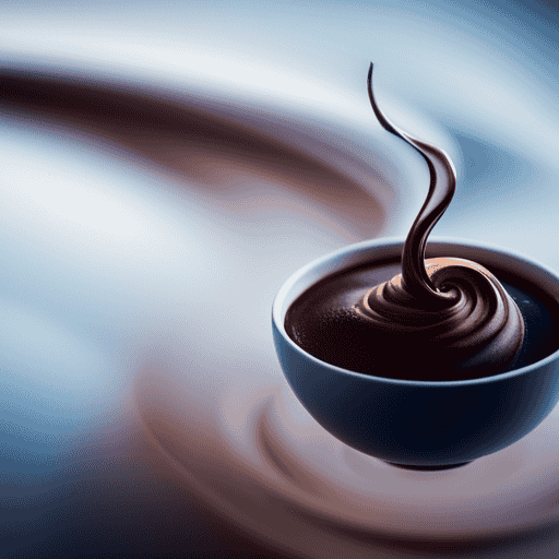 An image showcasing a steaming mug of rich, velvety sipping cacao infused with raw CBD