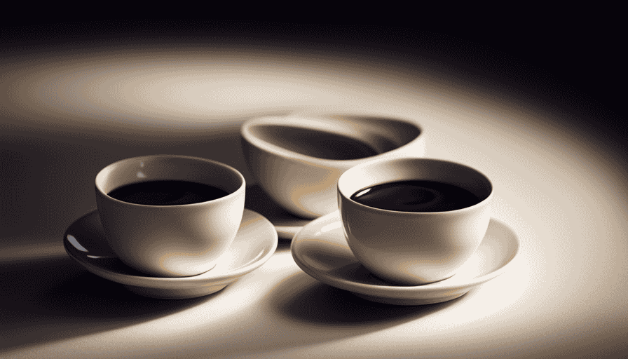 An image showcasing two small porcelain cups, one filled with velvety ristretto, its golden crema swirling delicately, while the other brims with a rich, dark espresso, its luscious layer of crema tantalizingly thick