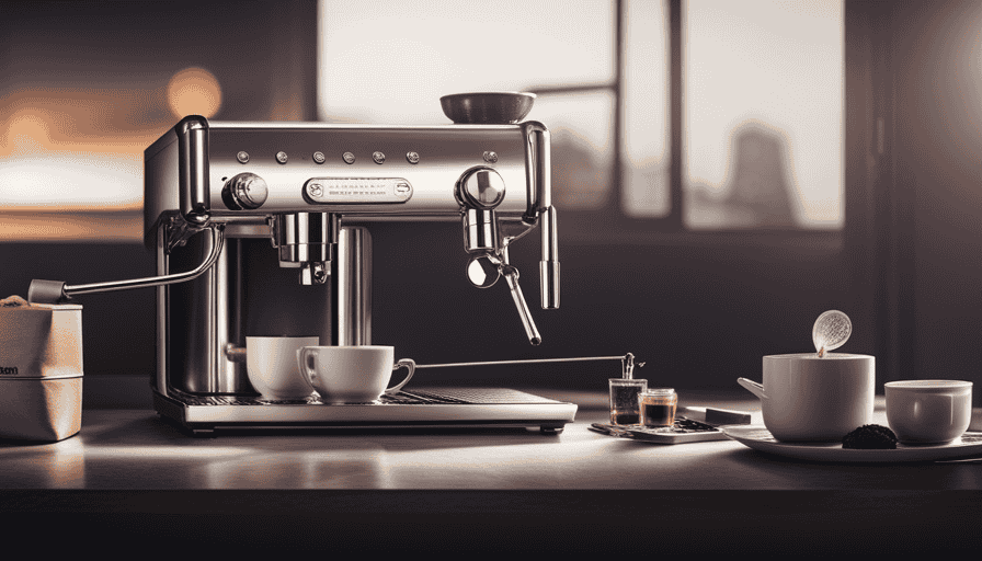 An image showcasing the sleek and compact Rocket Appartamento espresso machine, featuring its polished stainless steel body, retro-inspired gauges, and a steam wand ready to create velvety microfoam for the perfect latte art