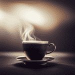 An image showcasing a steaming cup of dark, robust tea, reminiscent of a rich espresso