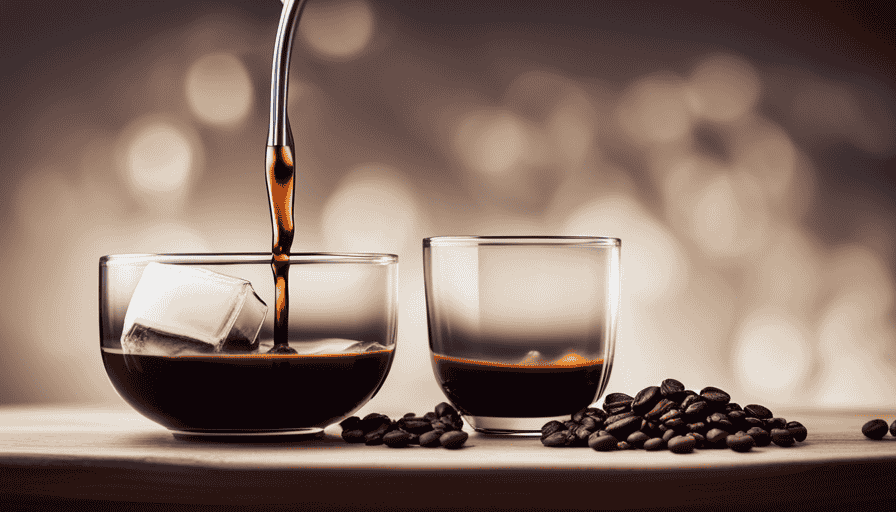 An image that showcases a traditional Vietnamese coffee filter dripping dark, rich coffee into a glass filled with condensed milk and ice cubes, capturing the essence of an authentic Vietnamese iced coffee