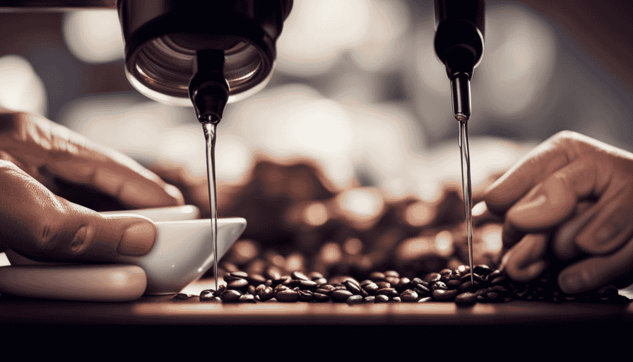 Create an image showcasing a close-up of a coffee cupping session