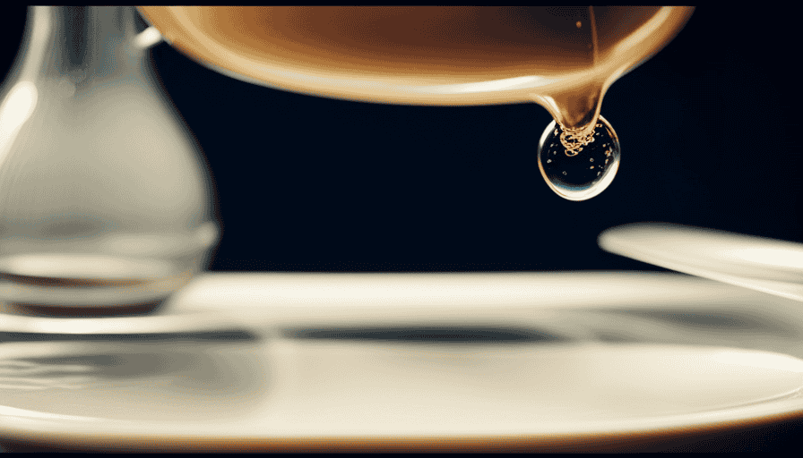 An image showcasing a glass pitcher filled with coarse coffee grounds, meticulously measured water droplets swirling through the air, and a precise digital scale displaying the perfect coffee-to-water ratio