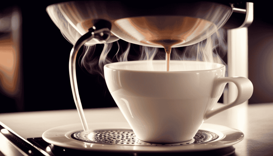 An image capturing the intricate process of pour-over coffee: a skilled barista, pouring a precise stream of steaming water from a gooseneck kettle over freshly ground coffee beans, as delicate aromas rise from the brewing cone