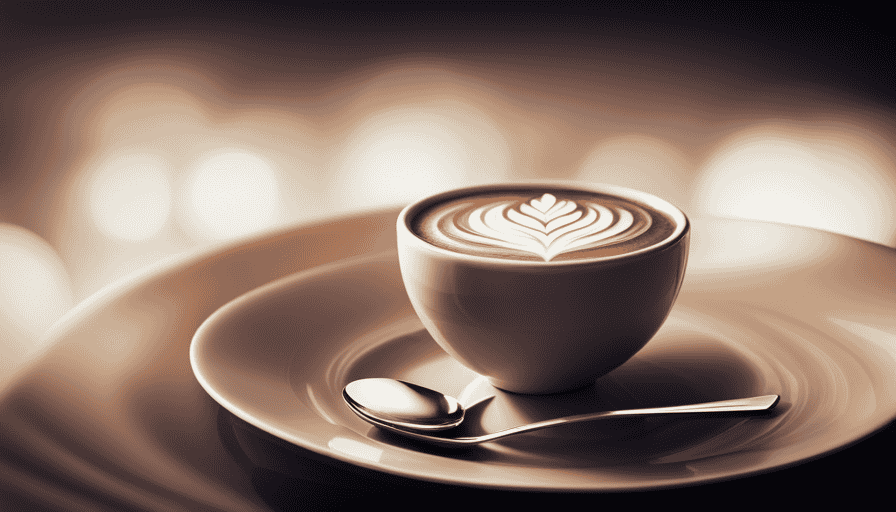 An image showcasing a beautifully crafted cappuccino, with velvety microfoam cascading over the edges of a porcelain cup, revealing intricate latte art atop the creamy, rich espresso