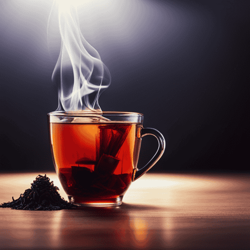 An image depicting a steamy cup of Earl Grey tea, displaying the deep amber hue