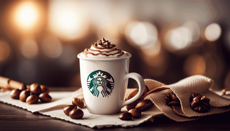 the inviting essence of Starbucks' Chestnut Praline Latte through a warm, rustic scene