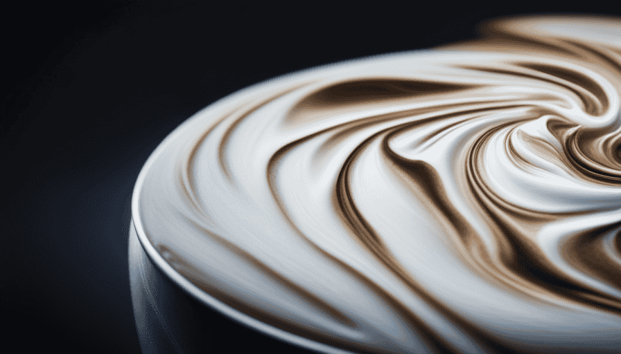 An image that showcases the contrasting characteristics of a latte and a mocha through rich, velvety coffee swirls elegantly blending with smooth milk, revealing the distinct hues, textures, and layers of each delightful beverage