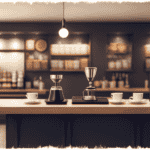 An image showcasing a cozy, minimalist coffee shop interior